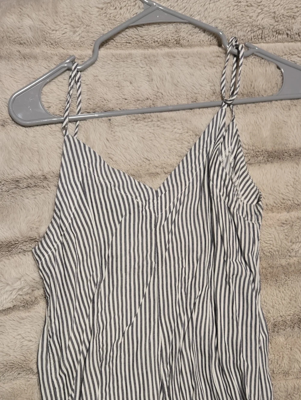 7 For All Mankind Blue and White Striped Button-Front Midi Slip Dress - Picture 3 of 3